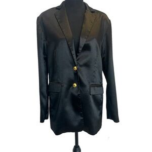 French connection black Adaline textured satin blazer Sz 6 NWT